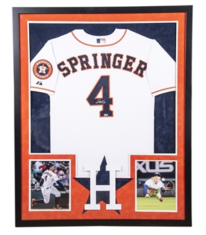 George Springer Signed Houston Astros Home Jersey In 34x42 Framed Display (MLB Authenticated)